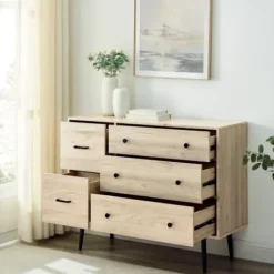 Dressers & Chests-Kirkland's Home Eden Light Birch Tapered Legs Dresser Ivory
