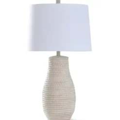 Table Lamps-Kirkland's Home Egg Shell Woven Rope Table Lamp White