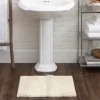 Bathroom Rugs-Kirkland's Home Eggshell Asymmetrical Cotton Bath Mat, 45 In. White