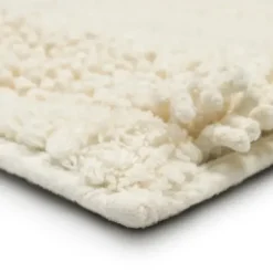 Bathroom Rugs-Kirkland's Home Eggshell Asymmetrical Cotton Bath Mat, 45 In. White