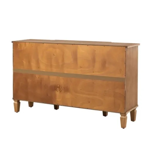 Cabinets & Sideboards-Kirkland's Home Eleanora Acorn Wood 4-Door Sideboard Brown
