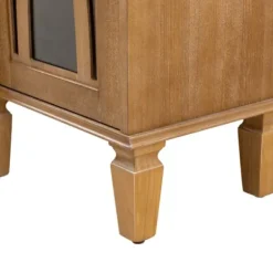 Cabinets & Sideboards-Kirkland's Home Eleanora Acorn Wood 4-Door Sideboard Brown