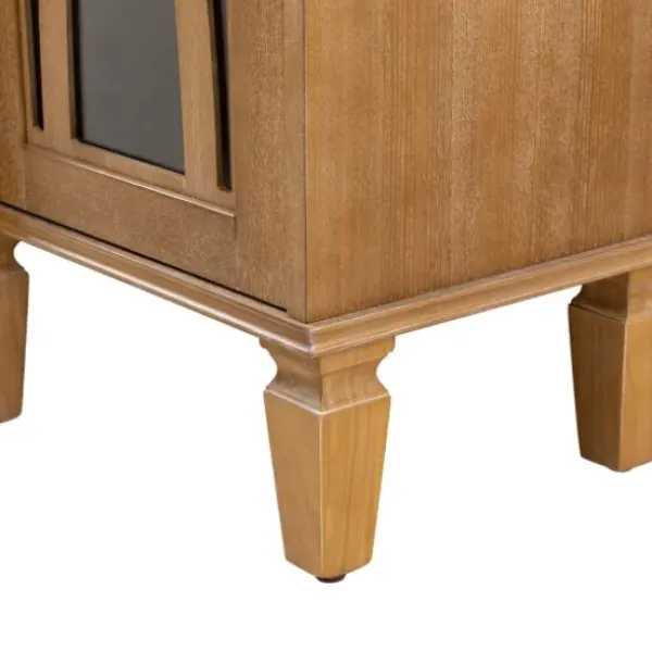 Cabinets & Sideboards-Kirkland's Home Eleanora Acorn Wood 4-Door Sideboard Brown