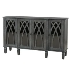 Cabinets & Sideboards-Kirkland's Home Eleanora Wood 4-Door Sideboard Gray