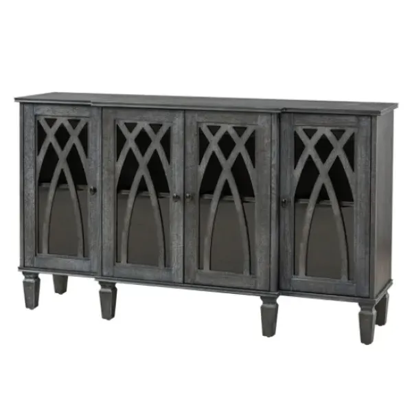 Cabinets & Sideboards-Kirkland's Home Eleanora Wood 4-Door Sideboard Gray