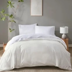 Bed Sheets-Kirkland's Home Elegant Geo Hem Microfiber 4-Pc. King Sheet Set White/Tan