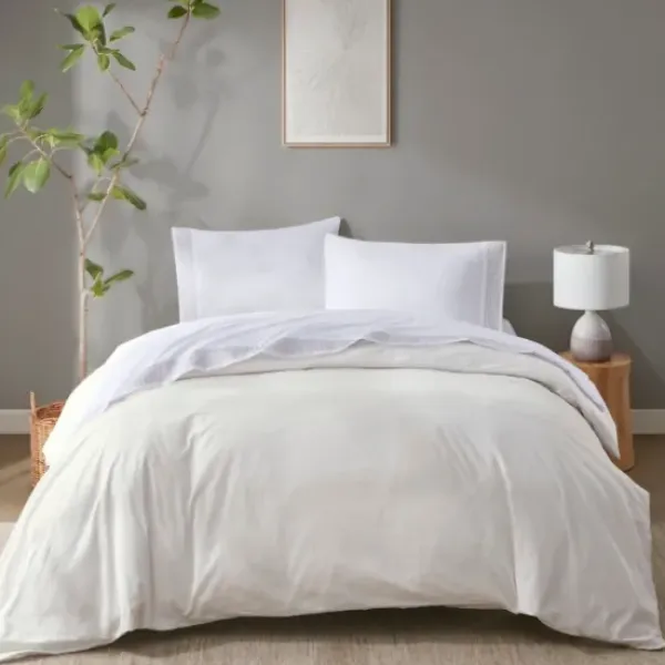 Bed Sheets-Kirkland's Home Elegant Geo Hem Microfiber 4-Pc. King Sheet Set White/Tan