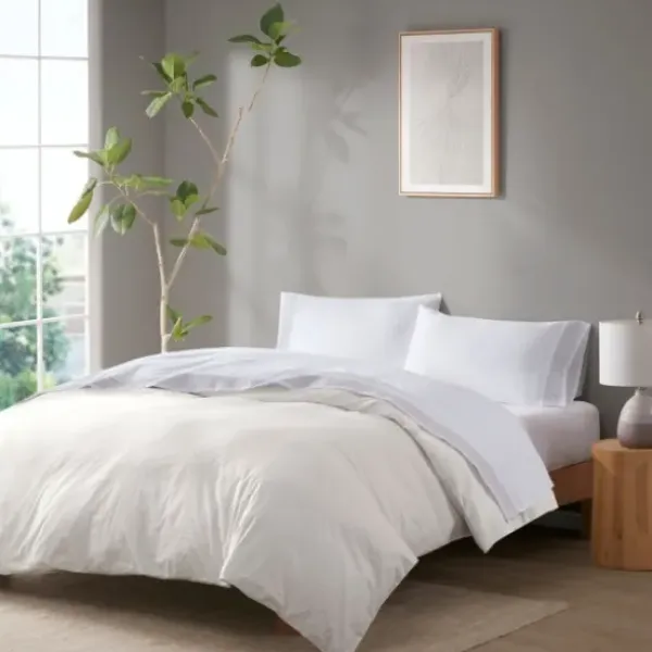 Bed Sheets-Kirkland's Home Elegant Geo Hem Microfiber 4-Pc. Queen Sheet Set White/Tan