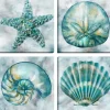 Canvas Art-Kirkland's Home Elegant Shells Canvas Art Prints, Set Of 4 Blue