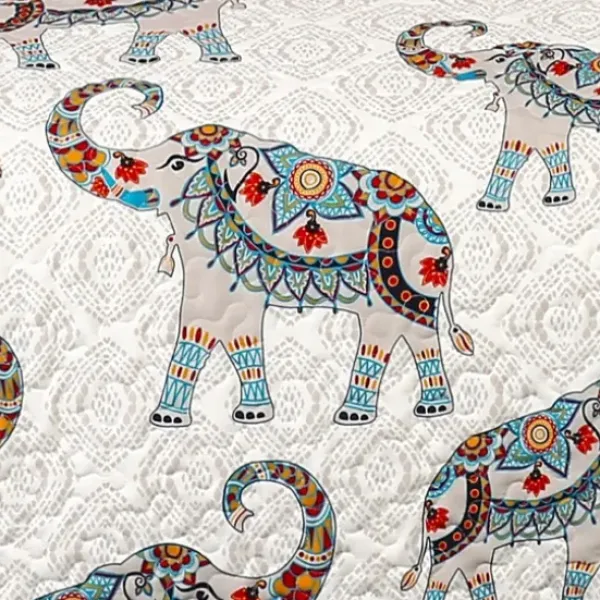 Blankets & Throws-Kirkland's Home Elephant Sherpa Throw Blanket Blue/Orange