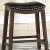 Bar Stools & Counter Height Stools-Kirkland's Home Ella Saddle Counter Stool With Nailhead Trim Black