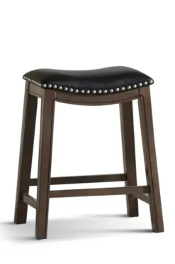 Bar Stools & Counter Height Stools-Kirkland's Home Ella Saddle Counter Stool With Nailhead Trim Black