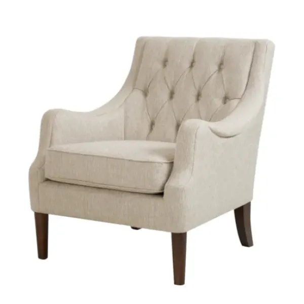 Accent Chairs-Kirkland's Home Elle Tufted Cream Accent Chair White