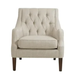 Accent Chairs-Kirkland's Home Elle Tufted Cream Accent Chair White