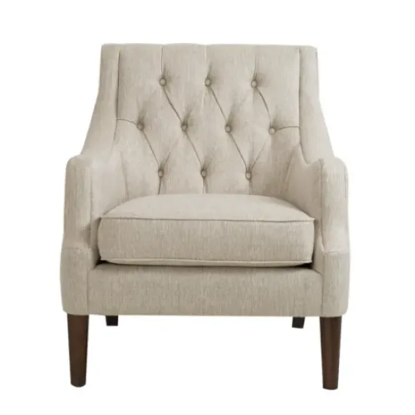 Accent Chairs-Kirkland's Home Elle Tufted Cream Accent Chair White