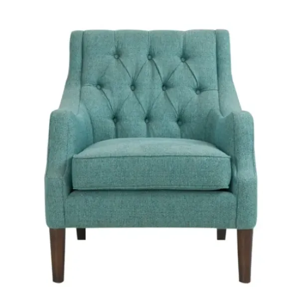Accent Chairs-Kirkland's Home Elle Tufted Teal Accent Chair Blue
