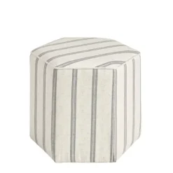 Benches & Ottomans-Kirkland's Home Ellen Stripe Martha Stewart Hexagon Ottoman Ivory