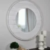 Decorative Mirrors-Kirkland's Home Ellison Shiplap Round Wood Wall Mirror