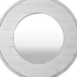 Decorative Mirrors-Kirkland's Home Ellison Shiplap Round Wood Wall Mirror