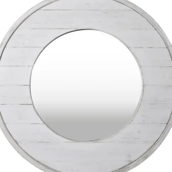 Decorative Mirrors-Kirkland's Home Ellison Shiplap Round Wood Wall Mirror