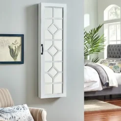 Armoires-Kirkland's Home Eloise Armoire Jewelry Mirror White