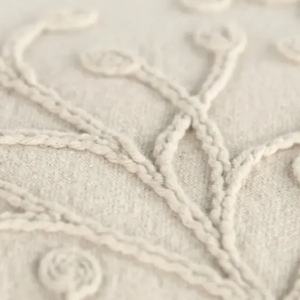 Pillows-Kirkland's Home Embroidered Botanical Pillow Ivory