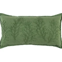 Pillows-Kirkland's Home Embroidered Botanical Pillow Green