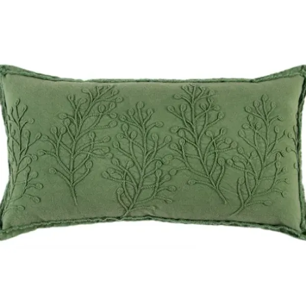 Pillows-Kirkland's Home Embroidered Botanical Pillow Green