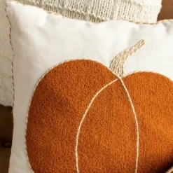 Pillows-Kirkland's Home Embroidered Pumpkin Pillow Orange