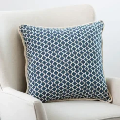 Pillows-Kirkland's Home Embroidered Rope Edge French Claudia Pillow Blue