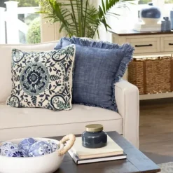 Pillows-Kirkland's Home Embroidered Rope Edge French Claudia Pillow Blue