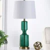 Table Lamps-Kirkland's Home Emerald Seeded Glass Table Lamp White