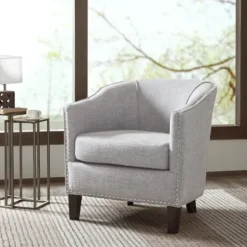Accent Chairs-Kirkland's Home Emery Barrel Accent Chair Ivory