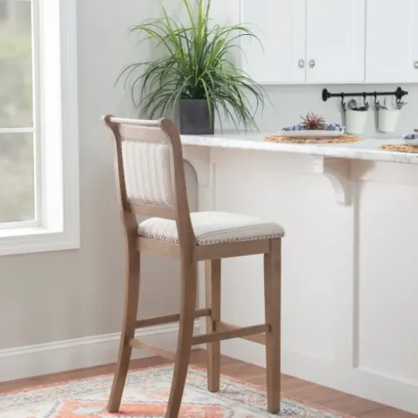 Bar Stools & Counter Height Stools-Kirkland's Home Emma Bar Stool With Nailhead Trim Gray