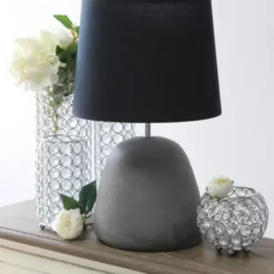 Table Lamps-Kirkland's Home Emma Concrete Table Lamp With Shade Black
