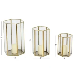 Lanterns-Kirkland's Home En Geometric 3-Pc. Decorative Lantern Set Gold