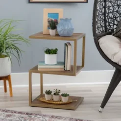 Accent & End Tables-Kirkland's Home En Shelves S-Frame Accent Table Gold