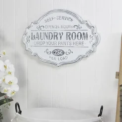 Wall Quotes & Signs-Kirkland's Home Enamel Laundry Room Wall Plaque White/Black