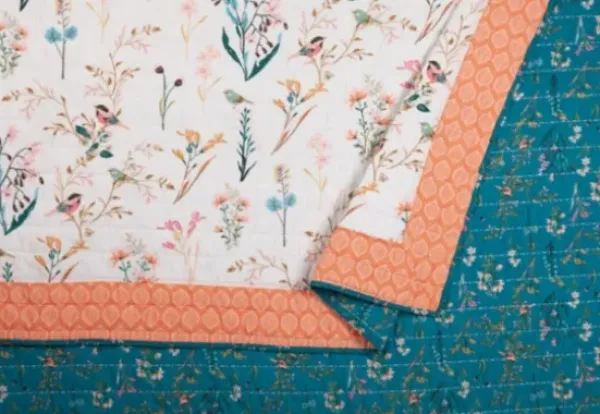 Quilts-Kirkland's Home English Garden King 3-Pc. Quilt Set Blue/Orange/White