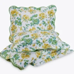 Quilts-Kirkland's Home English Meadow 3-Pc. Queen Quilt Set White/Yellow/Green