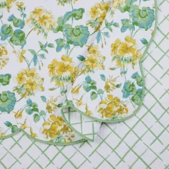 Quilts-Kirkland's Home English Meadow 3-Pc. Queen Quilt Set White/Yellow/Green