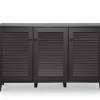 Cabinets & Sideboards-Kirkland's Home Espresso 3-Door Wood Cabinet Brown