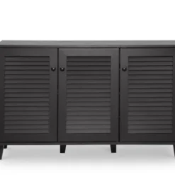 Cabinets & Sideboards-Kirkland's Home Espresso 3-Door Wood Cabinet Brown