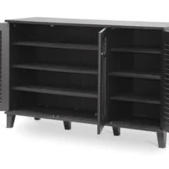 Cabinets & Sideboards-Kirkland's Home Espresso 3-Door Wood Cabinet Brown