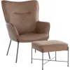 Accent Chairs-Kirkland's Home Espresso Faux Leather 2-Pc. Chair And Ottoman Set Brown