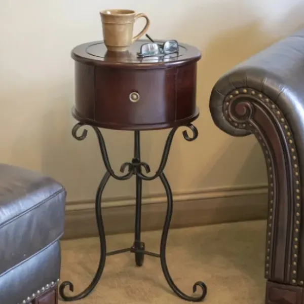 Accent & End Tables-Kirkland's Home Espresso Round Accent Table Brown