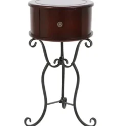 Accent & End Tables-Kirkland's Home Espresso Round Accent Table Brown