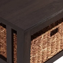 Coffee Tables-Kirkland's Home Espresso Traditional Wooden Basket Coffee Table Brown