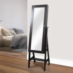 Full Length & Floor Mirrors-Kirkland's Home Espresso Wood Mirror Armoire Brown