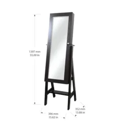 Full Length & Floor Mirrors-Kirkland's Home Espresso Wood Mirror Armoire Brown